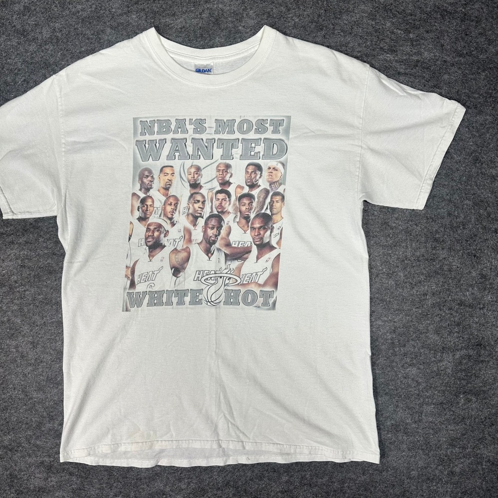 Miami Heat Most Wanted White Hot T Shirt Mens Large‎ NBA Playoffs